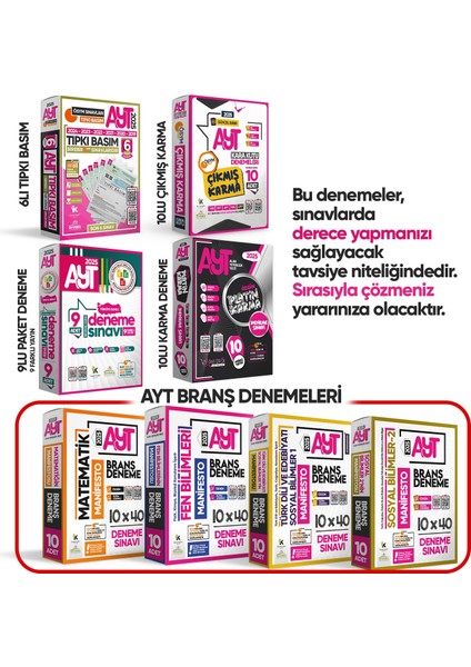 2025 YKS AYT Matematiğin Manifestosu BRANŞ Deneme Paketi 10lu Dijital Çözümlü fiyatları
