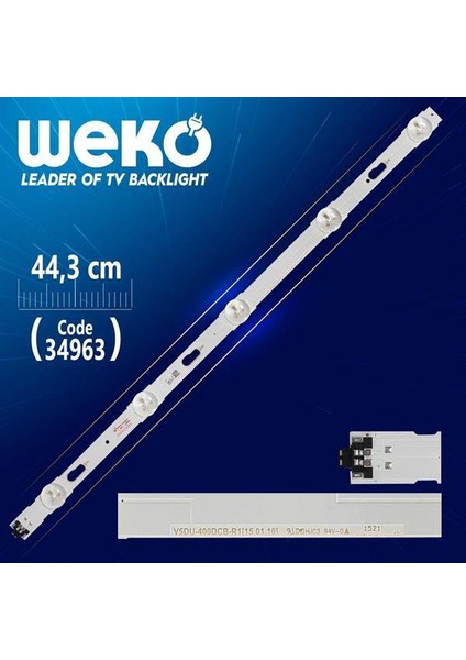 S_5U75_40_FL_R05_REV1.2 - LM41-00117B - LM41-00120R Right V5DU-400DCB-R1 - 44.3 cm 5 Ledli - (WK-781)