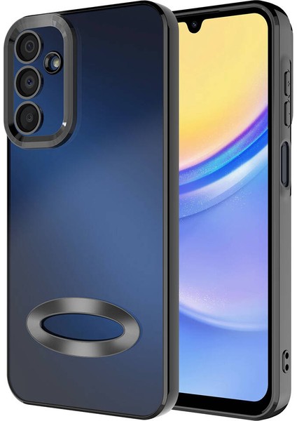 Galaxy A15 Kılıf Kamera Korumalı Logo Gösteren Omega Kapak-Siyah