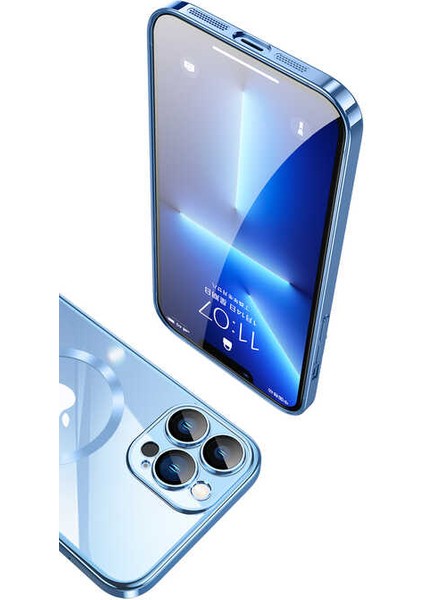 Apple iPhone 13 Pro Max Kılıf Wireless Şarj Özellikli Sert Pc Riksos Magsafe Kapak-Gümüş fırsatları