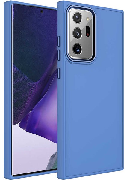 Galaxy Note 20 Ultra Kılıf Metal Çerçeve ve Buton Tasarımlı Silikon Luna Kapak-Lavendery Gray