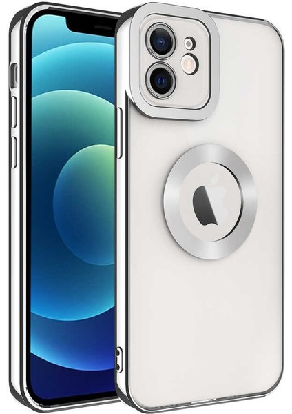 Apple iPhone 11 Uyumlu Kamera Korumalı Logo Gösteren Omega Kapak-Gümüş