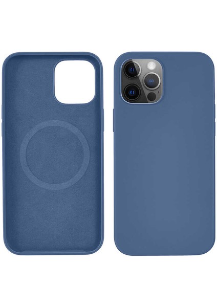 Apple iPhone 12 Pro Max Uyumlu Silksafe Wireless Kapak-Mavi