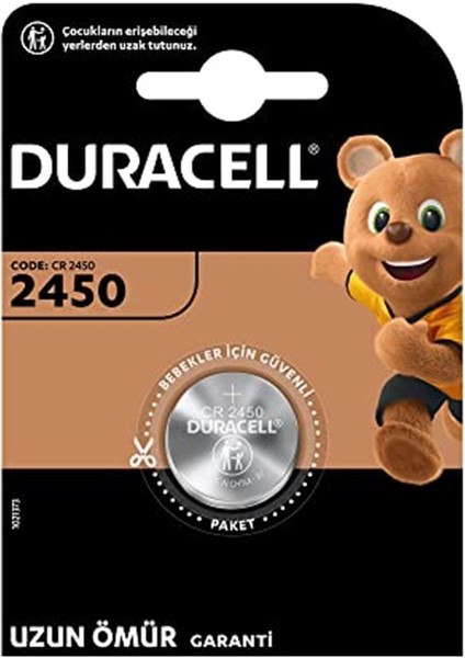 Düğme Pil 2450 Tekli 3 Volt Para Pil Cr 2450 1'li Paket CR2450 3V Lityum Para Pil Tekli Blister 2450 3V Lithium Pil (CR2450/DL2450/ECR2450) 1 Adet