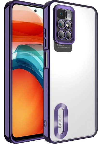 Xiaomi Redmi 10 Kılıf Kamera Korumalı Logo Gösteren Omega Kapak-Derin Mor