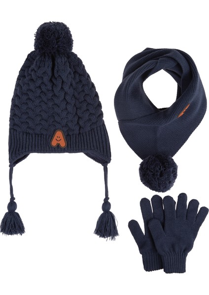 Kitti 4-8 Yaş Erkek Çocuk Içi Polarlı Atkı Bere Eldiven 3'lü Takım