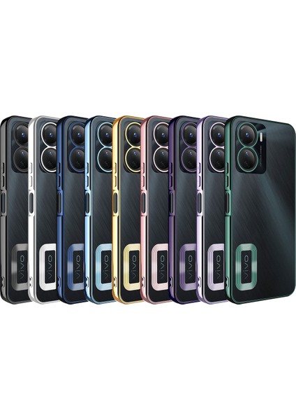 Vivo Y16 Kılıf Kamera Korumalı Logo Gösteren Omega Kapak-Gümüş