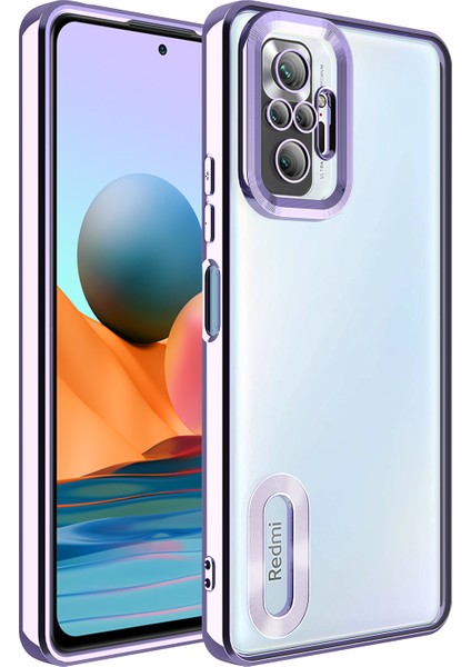 Xiaomi Redmi Note 10 Pro Kılıf Kamera Korumalı Logo Gösteren Omega Kapak-Lila