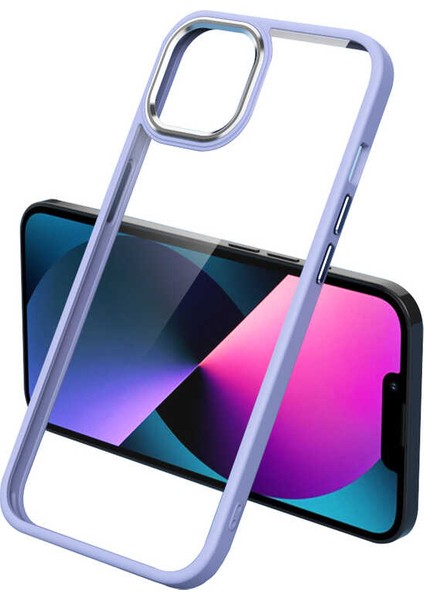 Apple iPhone 12 Pro Max Kılıf Krom Kapak-Lila