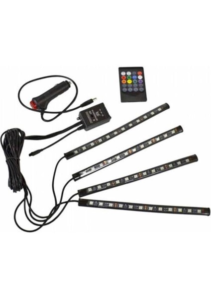 Ayak Altı 12 Led Araç Içi Sese Duyarlı Rgb Led Kumandalı
