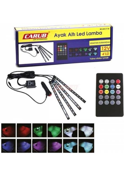 Ayak Altı 12 Led Araç Içi Sese Duyarlı Rgb Led Kumandalı fiyatları