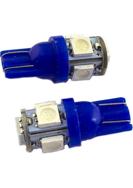 Led Ampul Dipsiz T10-5SMD Mavi 2'li Set 24V / LAAM638-1
