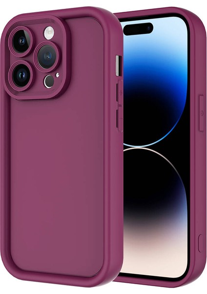 Apple iPhone 14 Pro Max Kılıf Kamera Korumalı Ananas Kapak-Mürdüm