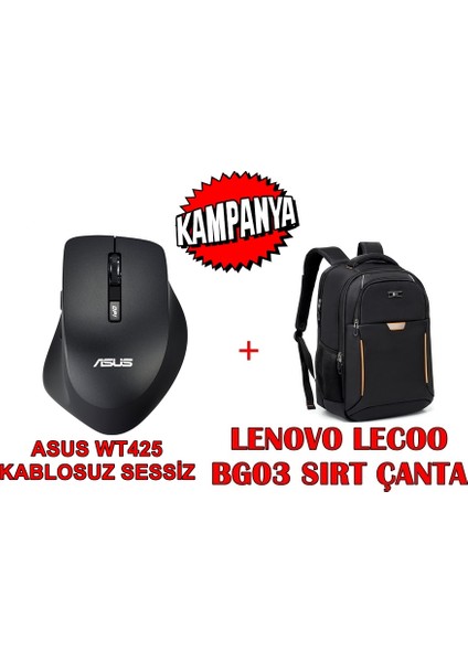 WT425 Kablosuz Optik Sessiz Mouse + Lenovo Lecoo Nb Sırtçantası