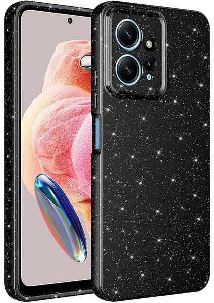 Xiaomi Redmi Note 12 4g Kılıf Kamera Korumalı Simli Lüks Koton Kapak-Siyah