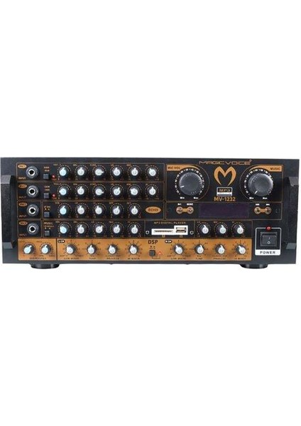 Magıcvoıce MV-1232 2*80W Usb/sd Bt Uk-Balans 4 Mik Giriş-4 Hop Çıkışlı Stereo Trafosuz Mıxer Küp Anfi