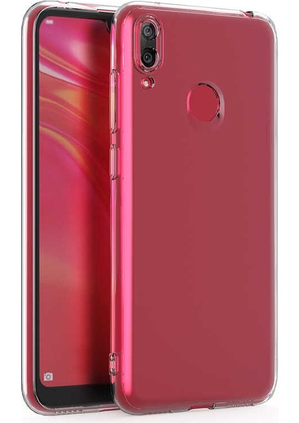 Huawei Y7 Prime 2019 Kılıf Kamera Korumalı Süper Silikon Kapak-Renksiz