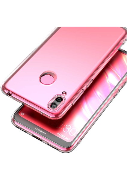 Huawei Y7 Prime 2019 Kılıf Kamera Korumalı Süper Silikon Kapak-Renksiz