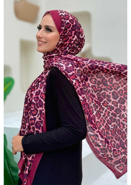 Leopar Desenli Şal 2067 Bordo fiyatları