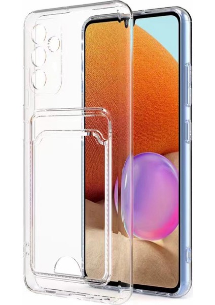 Galaxy A14 Kılıf Kartlıklı Şeffaf Setra Clear Silikon Kapak-Renksiz