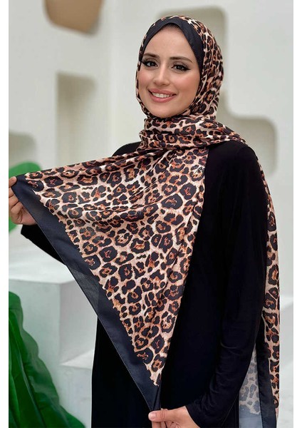 Leopar Desenli Şal 2067 Siyah