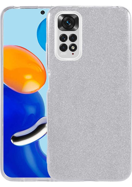Xiaomi Redmi Note 11 Global Kılıf Shining Silikon-Gümüş
