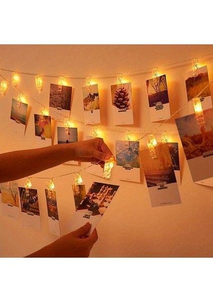 LED Clip String Lights 3 Metre 20 Led'li Fotoğraf Klipsi (Led'li Mandal)