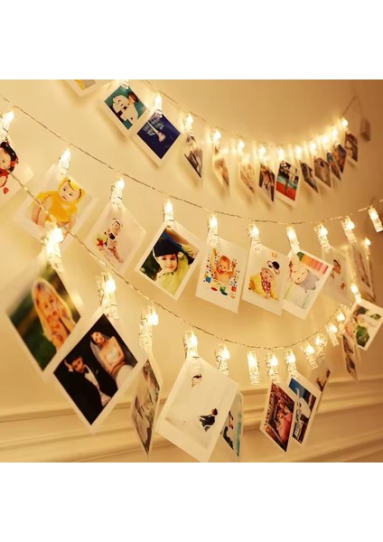 LED Clip String Lights 3 Metre 20 Led'li Fotoğraf Klipsi (Led'li Mandal)