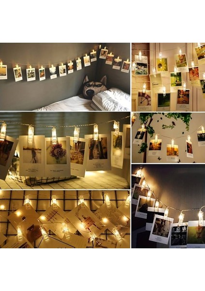 LED Clip String Lights 3 Metre 20 Led'li Fotoğraf Klipsi (Led'li Mandal)