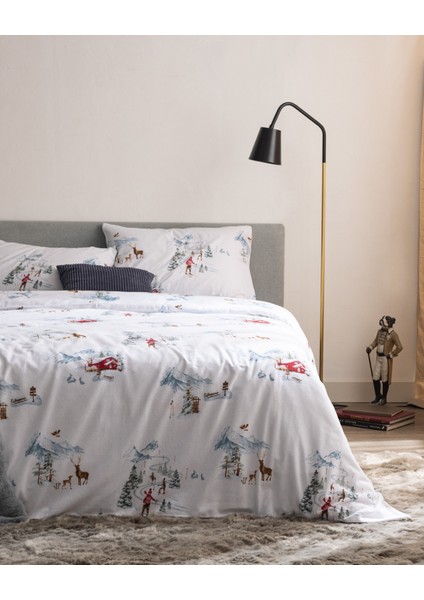 Neiger Tek Kişilik Pamuk Flanel Nevresim Takımı - Beyaz