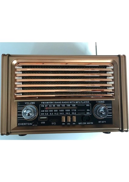 Rt-871bt Bluetooth Fm-Usb-Tf Card- Şarjlı Nostaljik Radyo