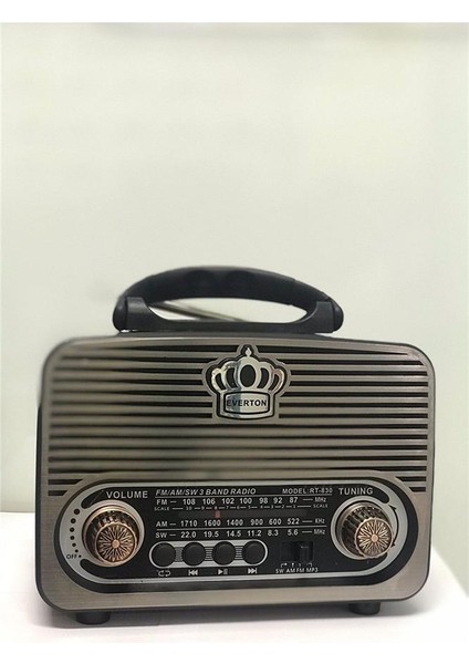 RT-830 Güneş Enerjili Panelli Bluetooth Fm-Usb-Tf Card-Aux Nostaljik Radyo