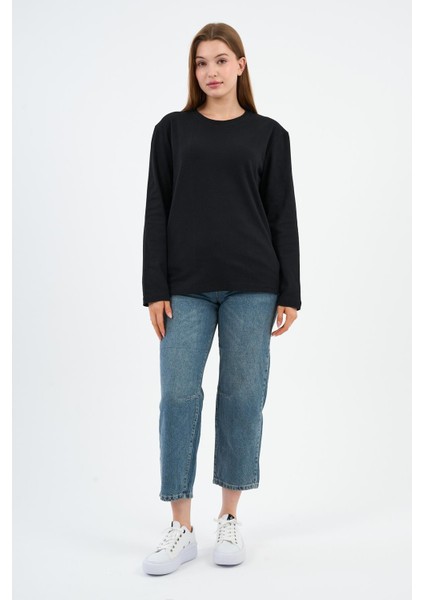 Bisiklet Yaka Basic Likralı Sweatshırt (WK25512WN) fiyatları