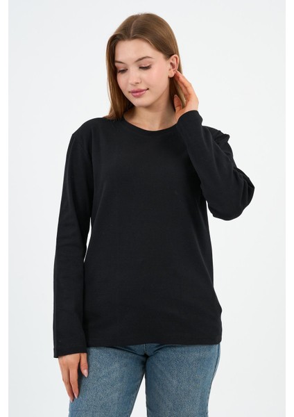 Bisiklet Yaka Basic Likralı Sweatshırt (WK25512WN) modelleri