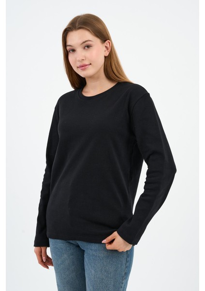 Bisiklet Yaka Basic Likralı Sweatshırt (WK25512WN) indirimleri
