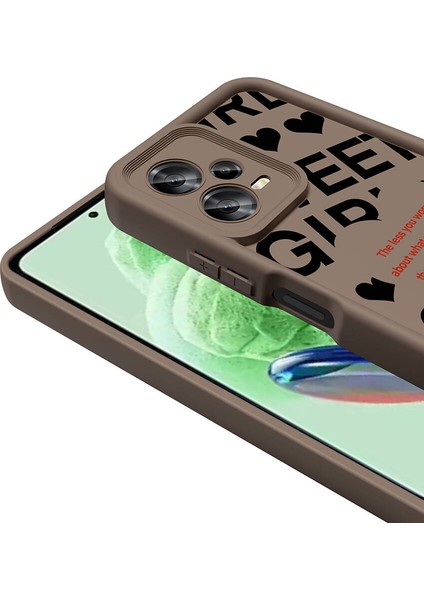 Xiaomi Redmi Note 12 5g Kılıf Kamera Korumalı Baskılı Arka Yüzey Klas Kapak-Koyu Kahve indirimleri