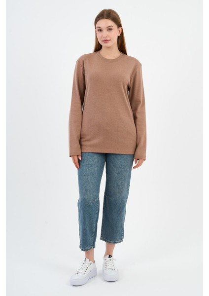 Bisiklet Yaka Basic Likralı Sweatshırt (WK25512WN) fiyatları