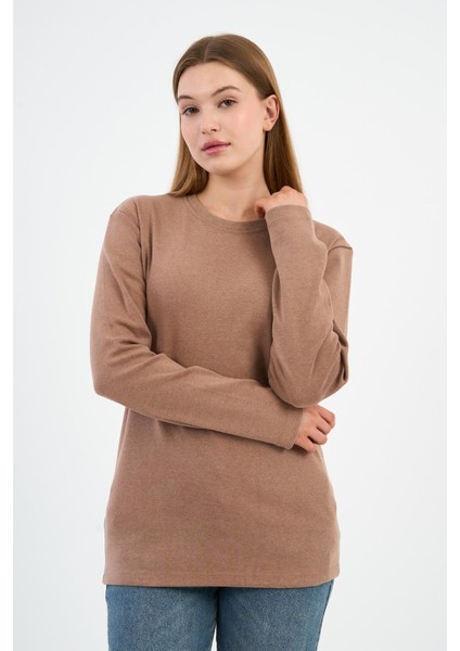 Bisiklet Yaka Basic Likralı Sweatshırt (WK25512WN) modelleri