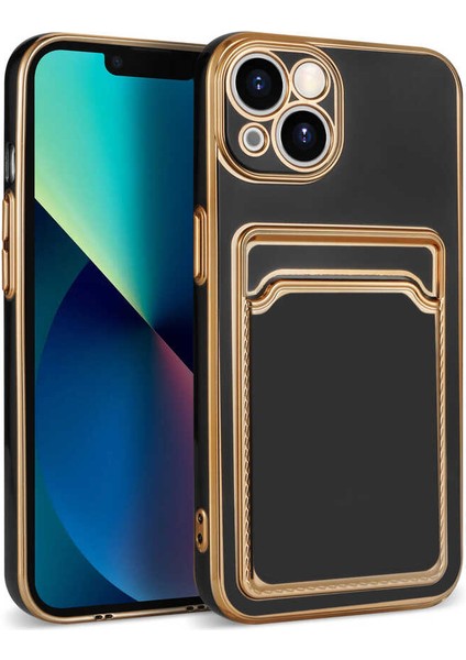 Apple iPhone 13 Uyumlu Bark Kartlıklı Kapak-Rose Gold