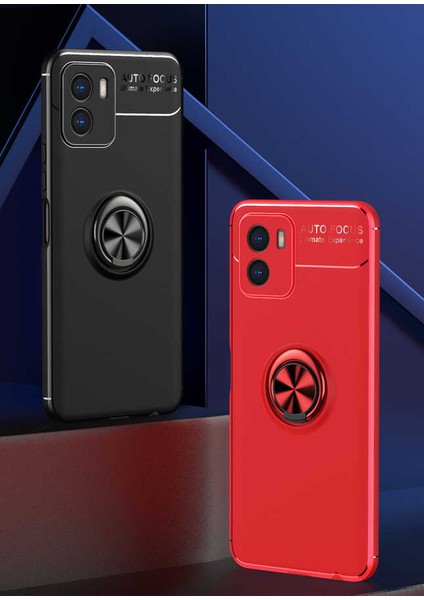 Vivo Y15S Kılıf Ravel Silikon Kapak-Siyah-Kırmızı