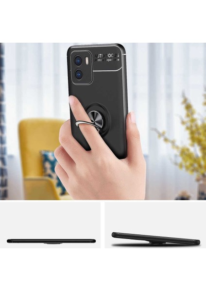 Vivo Y15S Kılıf Ravel Silikon Kapak-Siyah-Kırmızı
