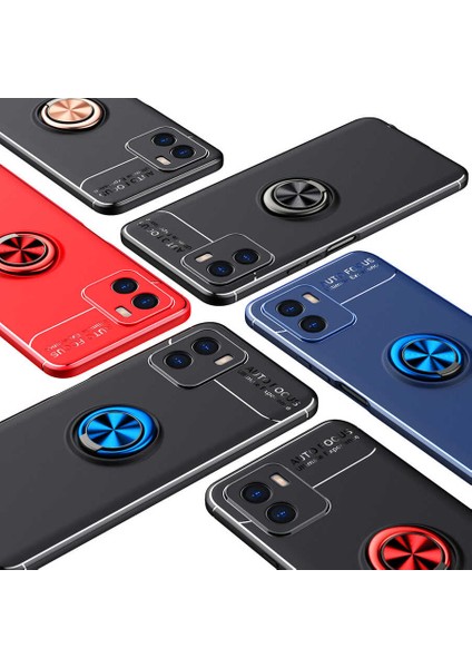 Vivo Y15S Kılıf Ravel Silikon Kapak-Siyah-Kırmızı