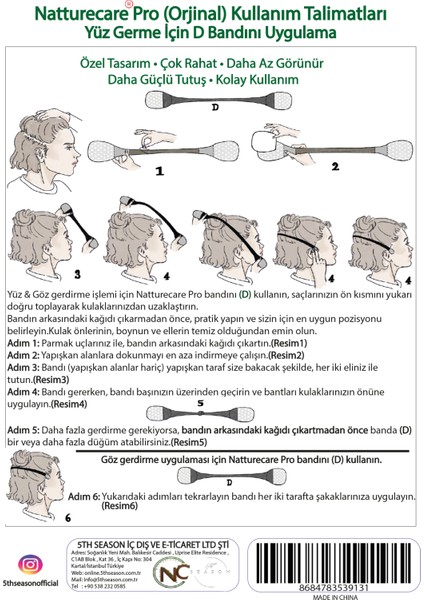 Yüz-Kaş-Boyun Gerdirme Bantı İpli 40'lı Set Medikal Malzemeden Yeni Nesil
