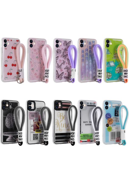 Apple iPhone 11 Kılıf Desenli El Askılı Ipli Astana Silikon Kapak-Be Kind