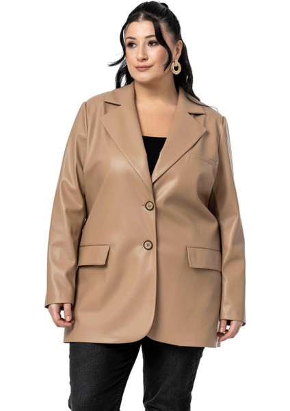 Büyük Beden Kapaklı Cepli Düğmeli Astarlı Siyah Suni Deri Ceket fiyatları