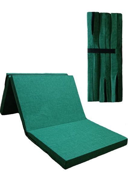 Katlanır Yer Yatağı Tek Kişilik Sünger Minder Yatak 80 x 180 x 10 cm Gri Kalın Sünger Yeşil