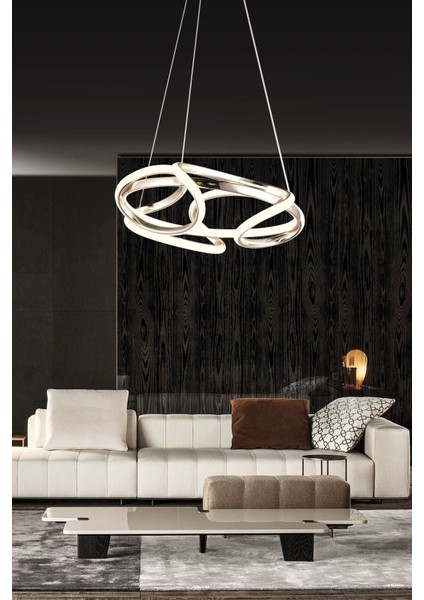 Modern Tekli Topsuz Üç Renkli Gold Sarkıt LED Avize