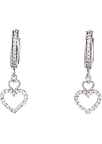 Kalp Model Zirkon Taşlı 925 Ayar Gümüş Kadın Küpe fiyatları