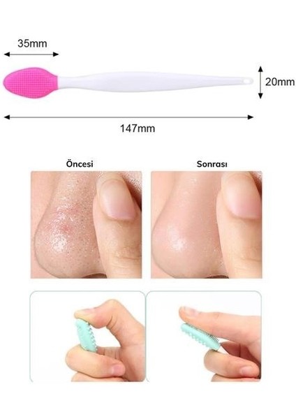 2 Adet Dudak Fırçası Peeling Etkili Gözenek Siyah Nokta Temizleyici Giderici Çift Yönl
