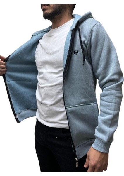 Fermuarlı 3 Iplik Erkek Sweat Ceket